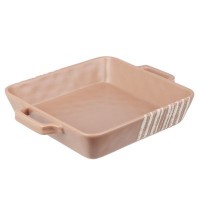 Форма для запекания и сервировки квадратная с ручками, керамика, 26х21х5см, 1,2мл., бежевая MILLIMI